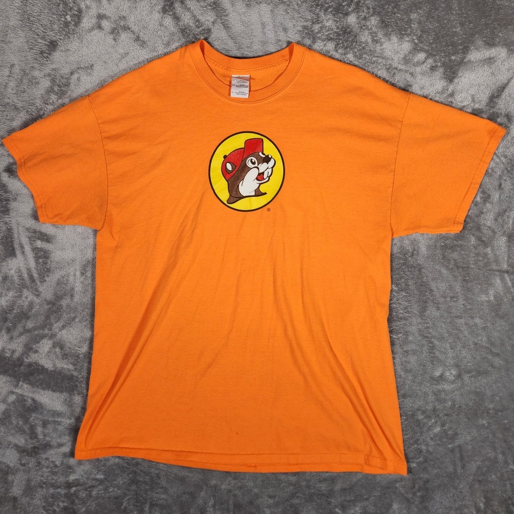 Gildan Buc-ee's Men XL Orange T-Shirt Ultra Cotton Beaver Tested Beaver Approved
